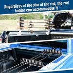 Updated Aluminum Truck Bed Fishing Rod Holder - Holds 4 Rods with Vibration Damping for Secure Driving to Lake or Shore