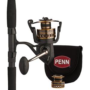 PENN Battle Spinning Reel and Fishing Rod Combo Kit with Spare Spool and Reel Cover, Black, 6000 - 9' - Medium Heavy - 2pc