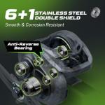 Handing M1 Baitcasting Reel Fishing Reels Baitcast Reels Lower Profile Design Fishing Reel Baitcaster 17.64 Lbs Carbon Fiber Drag Fishing Reels 7.2:1 Gear Ratio 8-Button Magnetic Braking System