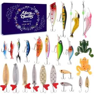 Lihome Fishing Advent Calendar 2025 – 24-Day Fishing Lure Set, for Men, Boys, Dads, and Fishermen – Freshwater and Saltwater Fishing GEA