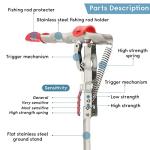 weyleity Automatic Spring Fishing Rod Holder | 2 Pack Stainless Steel Fishing Pole Stand with Single Spring Loaded Tip-up Action for Ground Support Brackets