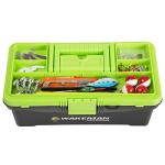 Fishing Single Tray Tackle Box- 55 Piece Tackle Gear Kit Includes Sinkers, Hooks Lures Bobbers Swivels and Fishing Line By Wakeman Outdoors Lime Green
