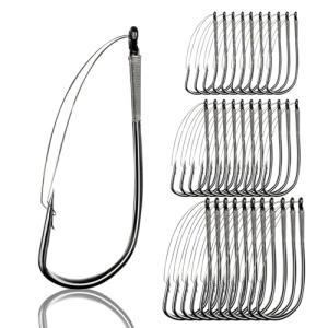 9KM DWLIFE Weedless Hooks 30PCS Weedless Wacky Rig Hooks Wacky Worm with Wire Guard for Neko Rig 1/0#