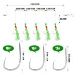 10pcs Mackerel Feathers Rigs, Pre Tied Mackerel Lure Sea Fishing Rigs with Luminous Beads Bionic Flying Insects Lure Rig for Pollock,Cod,Herring,Bass (3pcs #12;3pcs #16;4pcs #18)