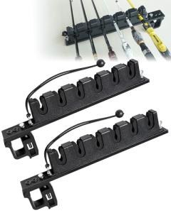 Aluminum Fishing Rod Holder for Truck, Heavy Duty Truck Bed Fishing Pole Holders, Stable Fishing Rod Storage Rack Holds 6 Rods with C-Clamp Mount and Vertical or Horizontal Placement for Space-Saving