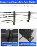 Aluminum Fishing Rod Holder for Truck, Heavy Duty Truck Bed Fishing Pole Holders, Stable Fishing Rod Storage Rack Holds 6 Rods with C-Clamp Mount and Vertical or Horizontal Placement for Space-Saving