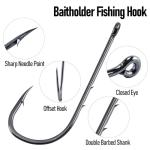 Dr.Fish 100 Pack Baitholder Fishing Hooks, Freshwater Fishing Straight Shank Worm Hooks Walleye Rig Bass Crappie Panfish Bluegill #10