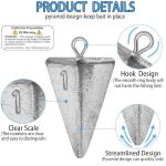 Fishing Weights Pyramid Sinkers Kit Bullet Fishing Weights Sinkers for Ocean Saltwater Surf Fishing - Essential Tackle Set in 1oz, 2oz, 3oz, 4oz Sizes