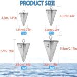 Fishing Weights Pyramid Sinkers Kit Bullet Fishing Weights Sinkers for Ocean Saltwater Surf Fishing - Essential Tackle Set in 1oz, 2oz, 3oz, 4oz Sizes