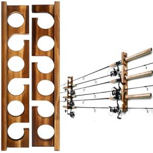 Ghosthorn Holds Up to 6 Rods Fishing Pole Rod Racks Wall or Ceiling Mounted Fishing Pole Rod Holders for Garage Storage Organizer Fishing Gear Equipment for Men Women