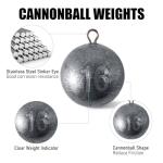 Dr.Fish 5 Pack Cannonball Sinkers Saltwater Lead Fishing Weights Round Ball Sinkers Trolling Downrigger Weights Bottom 1oz
