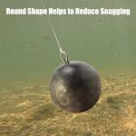 Dr.Fish 5 Pack Cannonball Sinkers Saltwater Lead Fishing Weights Round Ball Sinkers Trolling Downrigger Weights Bottom 1oz