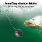 Dr.Fish 5 Pack Cannonball Sinkers Saltwater Lead Fishing Weights Round Ball Sinkers Trolling Downrigger Weights Bottom 1oz