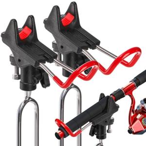 Nicunom 2 Pack Fishing Rod Holders - 360 Degree Adjustable Fishing Pole Rack Stand for Bank, Beach, Ground - Gifts for Men