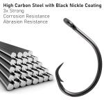 Dr.Fish 30 Pack Circle Hooks 3X Strong in-Line for Saltwater & Freshwater, Live Bait Non-Offset Fishing Hooks for Striper, Catfish, Mackerel, Bass, Tuna 2/0