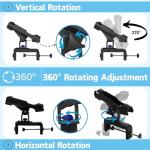 ZENFUN 2 Pack Fishing Boat Rods Holder, 360 Degree Rotation Adjustable Fishing Rods Racks, Large Clamp Opening Folding Rod Holder for Canoe, Kayaks, Easy Installation, Bonus Screws