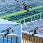 ZENFUN 2 Pack Fishing Boat Rods Holder, 360 Degree Rotation Adjustable Fishing Rods Racks, Large Clamp Opening Folding Rod Holder for Canoe, Kayaks, Easy Installation, Bonus Screws