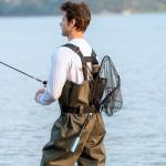 Calamus Triangle Fishing Net, Foldable, Lightweight & Strong Landing Net with Non-Slip Elastomer Handle, Built-in Elastic Lanyard and Belt Clip, Fishing Gear - Gift for Men