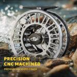 SF SF-003 Pro Fly Fishing Reel for Freshwater - CNC Machined, Mid Arbor Design, Smooth Drag System, Lightweight Aluminum Body - 5/6wt, Gunmetal Gray & Black,Pre-Loaded Fluorescent Yellow Fly Line Kit