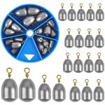 Fishing Weights Sinkers Assortment, Iron Fishing Sinkers and Weights Bass Casting Weight Sinkers Bell Sinkers with Ring Teardrop Weights for Saltwater Freshwater Steelhead Fishing (20pcs)