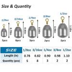 Fishing Weights Sinkers Assortment, Iron Fishing Sinkers and Weights Bass Casting Weight Sinkers Bell Sinkers with Ring Teardrop Weights for Saltwater Freshwater Steelhead Fishing (20pcs)