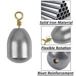 Fishing Weights Sinkers Assortment, Iron Fishing Sinkers and Weights Bass Casting Weight Sinkers Bell Sinkers with Ring Teardrop Weights for Saltwater Freshwater Steelhead Fishing (20pcs)