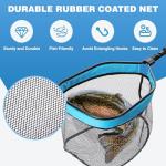 FLISSA Floating Fishing Net, Folding Fish Net for Portablity and Storage, Durable Landing Net for Salmon, Catfish, Bass, Trout Fishing, Great for Fly Fishing, Kayak or Boat Fishing