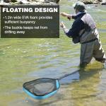 FLISSA Floating Fishing Net, Folding Fish Net for Portablity and Storage, Durable Landing Net for Salmon, Catfish, Bass, Trout Fishing, Great for Fly Fishing, Kayak or Boat Fishing