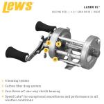 Lew's Laser XL Baitcast Fishing Reel, Size 60 Reel, Right-Hand Retrieve, 4.2:1 Gear Ratio, 4 Bearing System