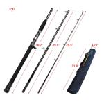 Portable Saltwater Offshore Heavy 3-Piece Travel Graphite Baitcasting Fishing Poles Casting Boat Jigging Trolling Conventional Rods with Rod Case Bag (6'/7'/8') (7' Heavy)