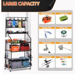 Lezbanz Upgraded Heavy Duty Fishing Rod Rack for Garage, Fishing Pole Holders for 12 Rods with Hooks and Pegboard, Fishing Cart with Reel Rack, Fishing Gear Holder