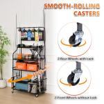 Lezbanz Upgraded Heavy Duty Fishing Rod Rack for Garage, Fishing Pole Holders for 12 Rods with Hooks and Pegboard, Fishing Cart with Reel Rack, Fishing Gear Holder