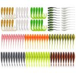 Eupheng Crappie Lures Kit, Fishing Grubs Worms Shad Minnow Paddle Tail Swimbaits, Coloful Fishing Soft Plastic Lures for Crappie Panfish Walleye Trout Bass