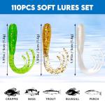 Eupheng Crappie Lures Kit, Fishing Grubs Worms Shad Minnow Paddle Tail Swimbaits, Coloful Fishing Soft Plastic Lures for Crappie Panfish Walleye Trout Bass