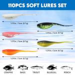 Eupheng Crappie Lures Kit, Fishing Grubs Worms Shad Minnow Paddle Tail Swimbaits, Coloful Fishing Soft Plastic Lures for Crappie Panfish Walleye Trout Bass
