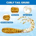 Eupheng Crappie Lures Kit, Fishing Grubs Worms Shad Minnow Paddle Tail Swimbaits, Coloful Fishing Soft Plastic Lures for Crappie Panfish Walleye Trout Bass