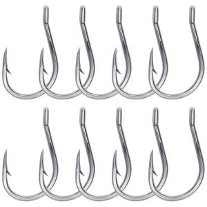 KANAMA Saltwater Fishing Hooks,Ultra Rust-Resistant Coating,5X Strong High-Carbon Steel Tuna/Catfish Hooks, Hand-Ground Point | Forged Shank, Pike, Trout,Salmon,Grouper, and Bass
