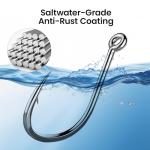 KANAMA Saltwater Fishing Hooks,Ultra Rust-Resistant Coating,5X Strong High-Carbon Steel Tuna/Catfish Hooks, Hand-Ground Point | Forged Shank, Pike, Trout,Salmon,Grouper, and Bass