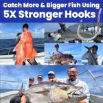 KANAMA Saltwater Fishing Hooks,Ultra Rust-Resistant Coating,5X Strong High-Carbon Steel Tuna/Catfish Hooks, Hand-Ground Point | Forged Shank, Pike, Trout,Salmon,Grouper, and Bass
