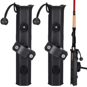 Seenelling 2 PCS Pole Mount Fishing Rod Holders for Bike Rack Rotatable Fishing Chair Pole Holders with Mount Clamp for Boat Bicycle Motorcycle Kayak Cart(Black)