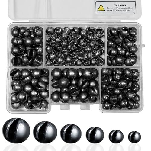 SANWEAL120PCS/200PCS Fishing Weights Sinkers - Premium Split ShotFishing Weights Sinkers - Round Removable Fishing Sinkers - 5/6 Sizes