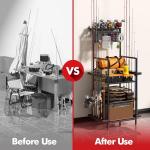 YQSLYSF Fishing Rod Holders for Garage with Pegboard & Metal Mesh Basket, Fishing Rod Storage Rack, Vertical Fishing Pole Holder for Up to 12 Poles, Tackle Gear Organizer