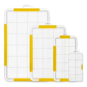 DOWELL Tackle Boxes, Plastic Tackle Storage Box Set, 4 Assorted Sizes with Removable Dividers, Fishing Tackle & Parts Organizer (4 Packs Trays)