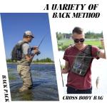 Bnqoe Fishing Backpack Fishing Tackle Storage Bag Fishing Gear with Rod Holder Small Sling Backpack for Outdoor Fish,Hiking,Travel,Hunting(C-Black)