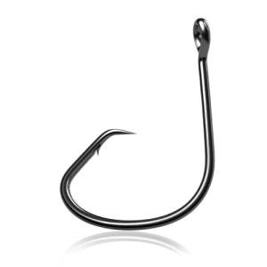 Natufish Fishing Circle Hooks 50Pcs Offset Fish Hook Saltwater,Barbed Live Bait Hooks Black Nickel/Wide Gap for Catfish Striped Bass 3/0