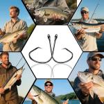 Natufish Fishing Circle Hooks 50Pcs Offset Fish Hook Saltwater,Barbed Live Bait Hooks Black Nickel/Wide Gap for Catfish Striped Bass 3/0