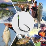 Natufish Fishing Circle Hooks 50Pcs Offset Fish Hook Saltwater,Barbed Live Bait Hooks Black Nickel/Wide Gap for Catfish Striped Bass 3/0