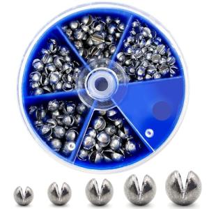 230pcs Fishing Weights Sinkers - Split Shot Fishing Sinkers Kit, 5 Size Round Removable Lead Fishing Weights, 1 Round Box Set Fishing Sinkers for Freshwater Saltwater(Blue Box) (230Pcs)