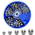 230pcs Fishing Weights Sinkers - Split Shot Fishing Sinkers Kit, 5 Size Round Removable Lead Fishing Weights, 1 Round Box Set Fishing Sinkers for Freshwater Saltwater(Blue Box) (230Pcs)