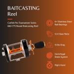 Catfish Pro Tournament Series 600CTS Round Baitcasting Reel - 6+1 Stainless Steel Ball Bearings, 5.3:1 Gear Ratio, 19lb Drag, Brass Gears, Centrifugal Brake, Durable & Powerful for Fishing